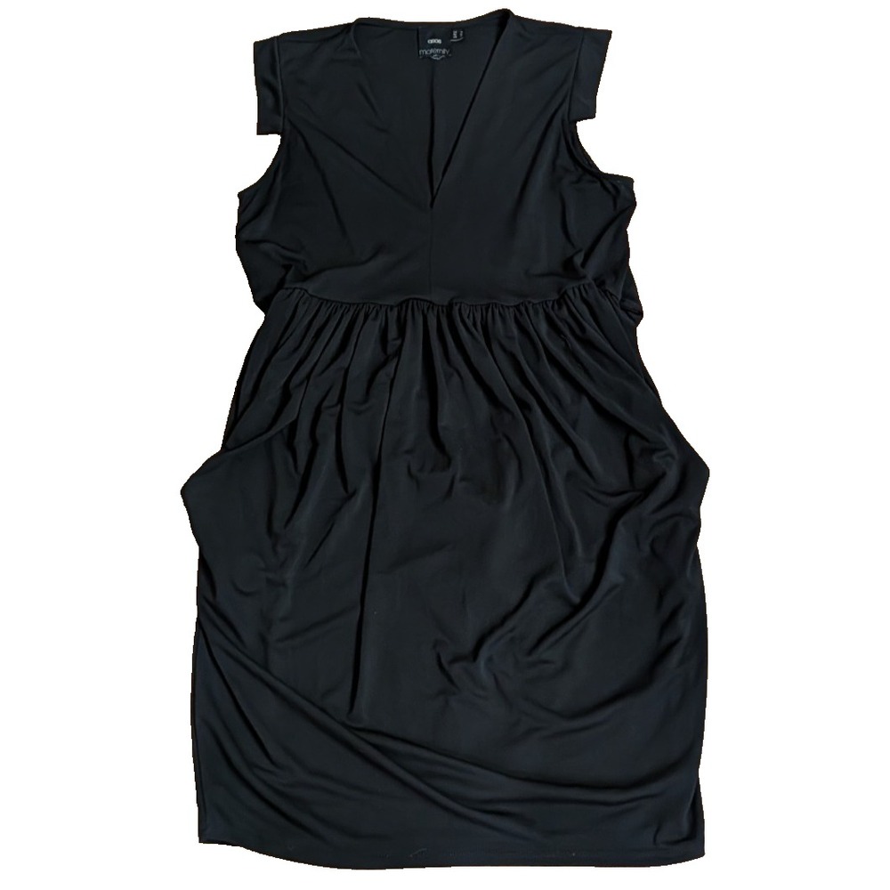 Maternity Black V-Neck Stretchy Pullover Sleeveless Dress Size 10 w/ pockets